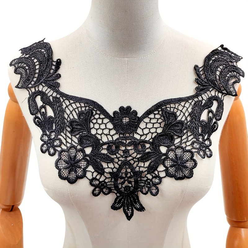 Fashion style Embroidery Black Applique Lace Collar Sewing Lace