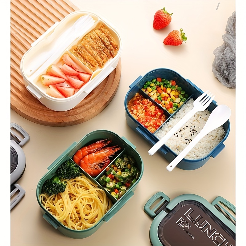 Leakproof Blue Bento Box Portable Double Layer Lunch Box - Temu