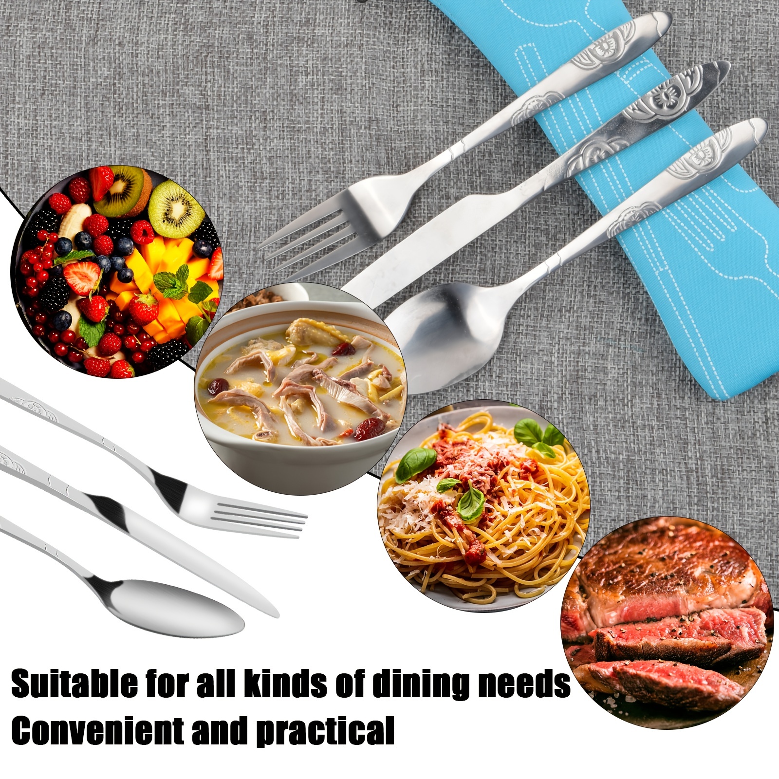 Portable Stainless Steel Cutlery Set With Bag - Perfect For Travel And  Outdoor Dining - Temu