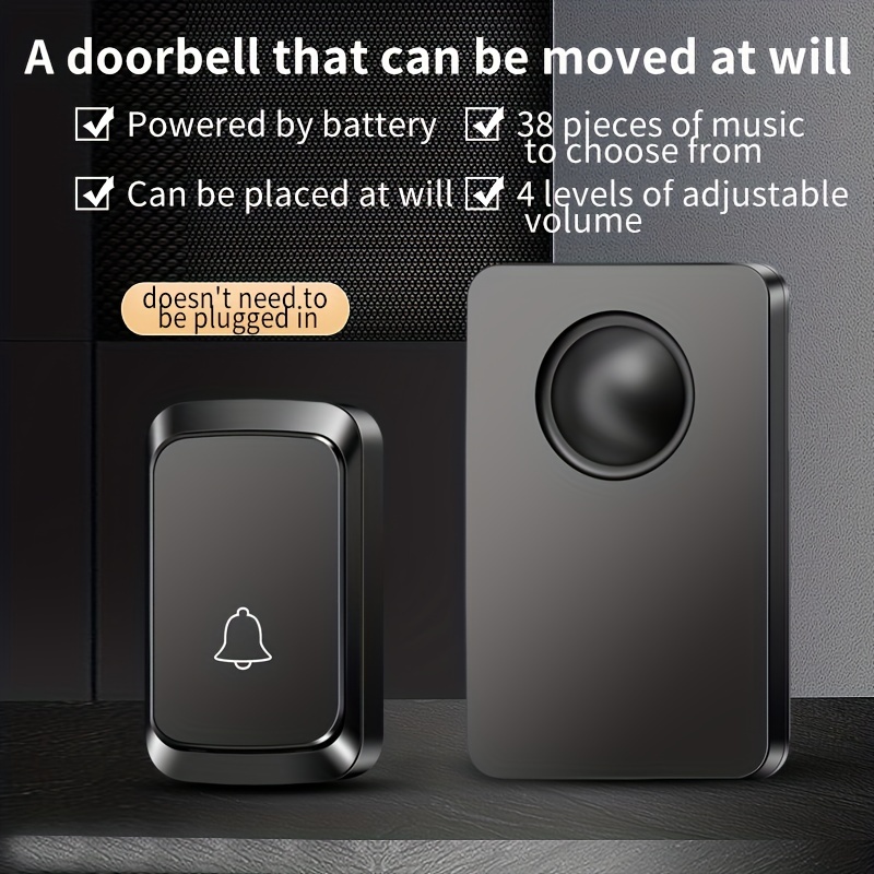 New Usb Self-generating Doorbell, 38 Music Ringtones, Ding-dong Machine Usb  Interface Plug-in, 3-level Volume Adjustment, Long-distance Signal  Reception, Old Man Pager Ding-dong Doorbell Button Does Not Need Batteries  - Temu