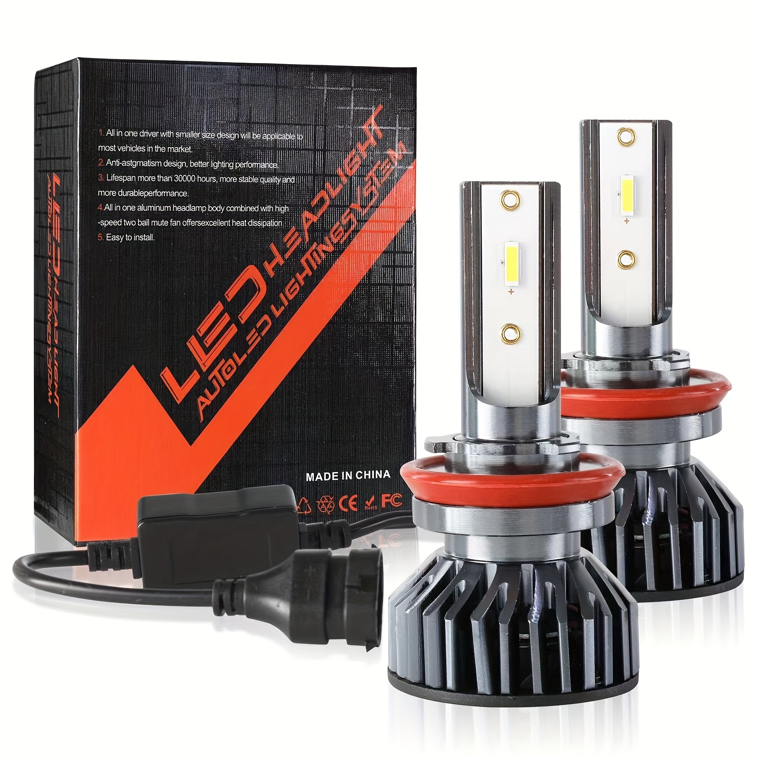 Bombillas LED H1 1800LM 6500K 78SMD 3014 Chipsets con proyector de lente  para luces antiniebla, luces de circulación diurna, lámparas de conducción