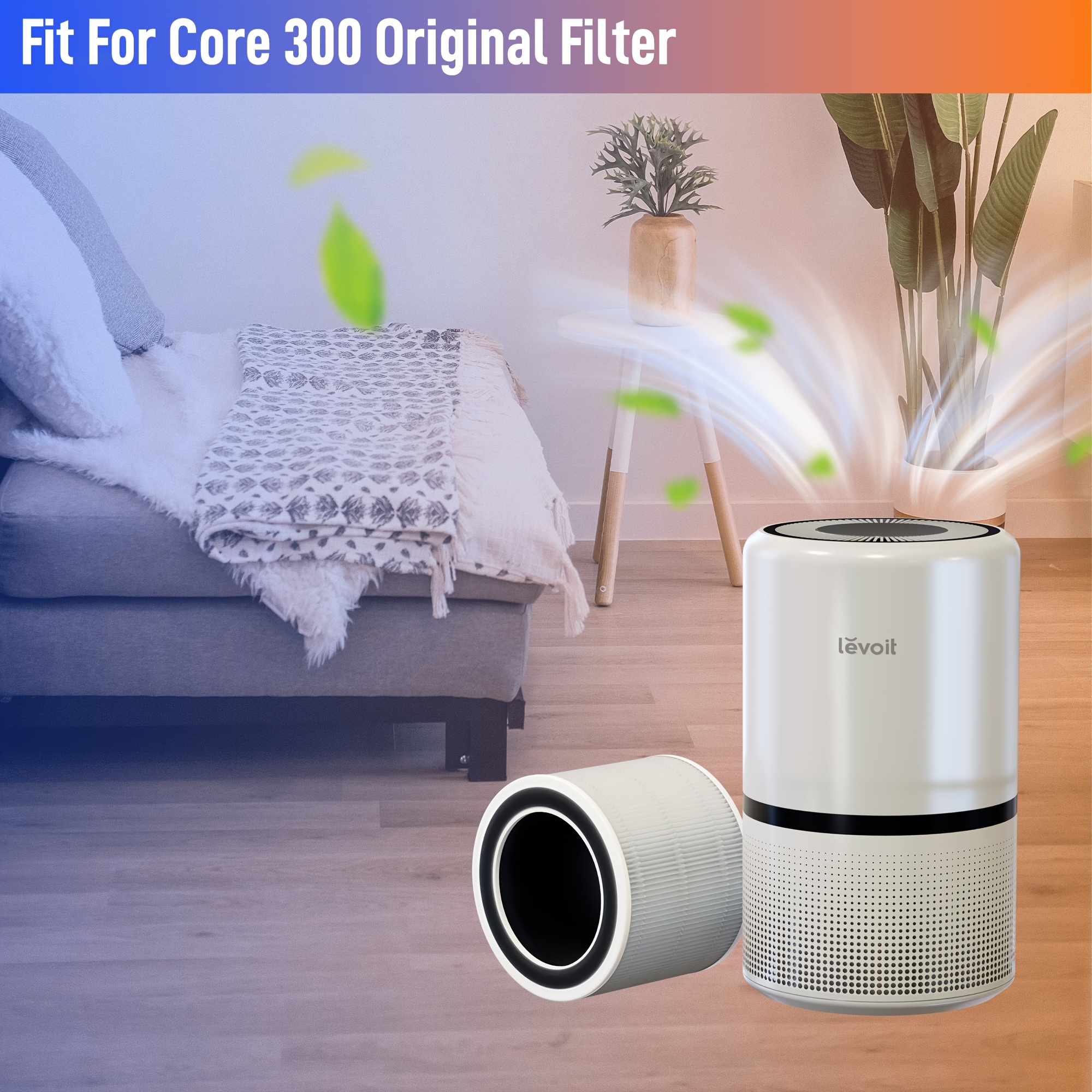  2 Pack Core 300 Replacement Filter for LEVOIT Core 300 and Core  300S Air Purifier Filters, 3-in-1 H13 Grade True HEPA Replacement  Filter,Compared to Part # Core 300-RF,White : Home & Kitchen