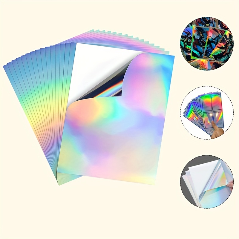 50 Sheets Holographic Sticker Paper Holographic A4 Printable Vinyl Sticker  Paper