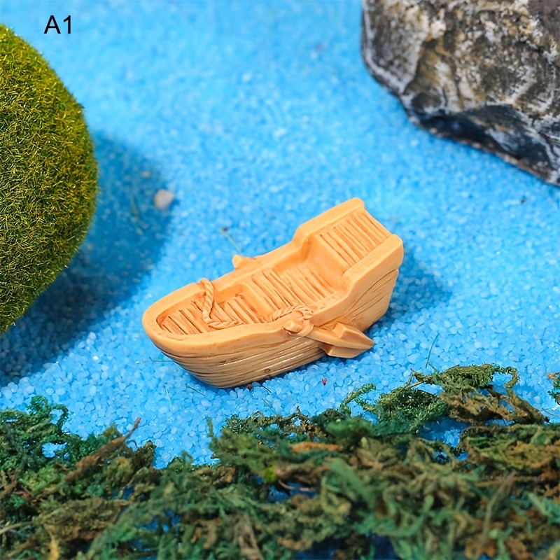 1pc Fishing Awning Boat Mini Landscape Figurine Garden Ornament