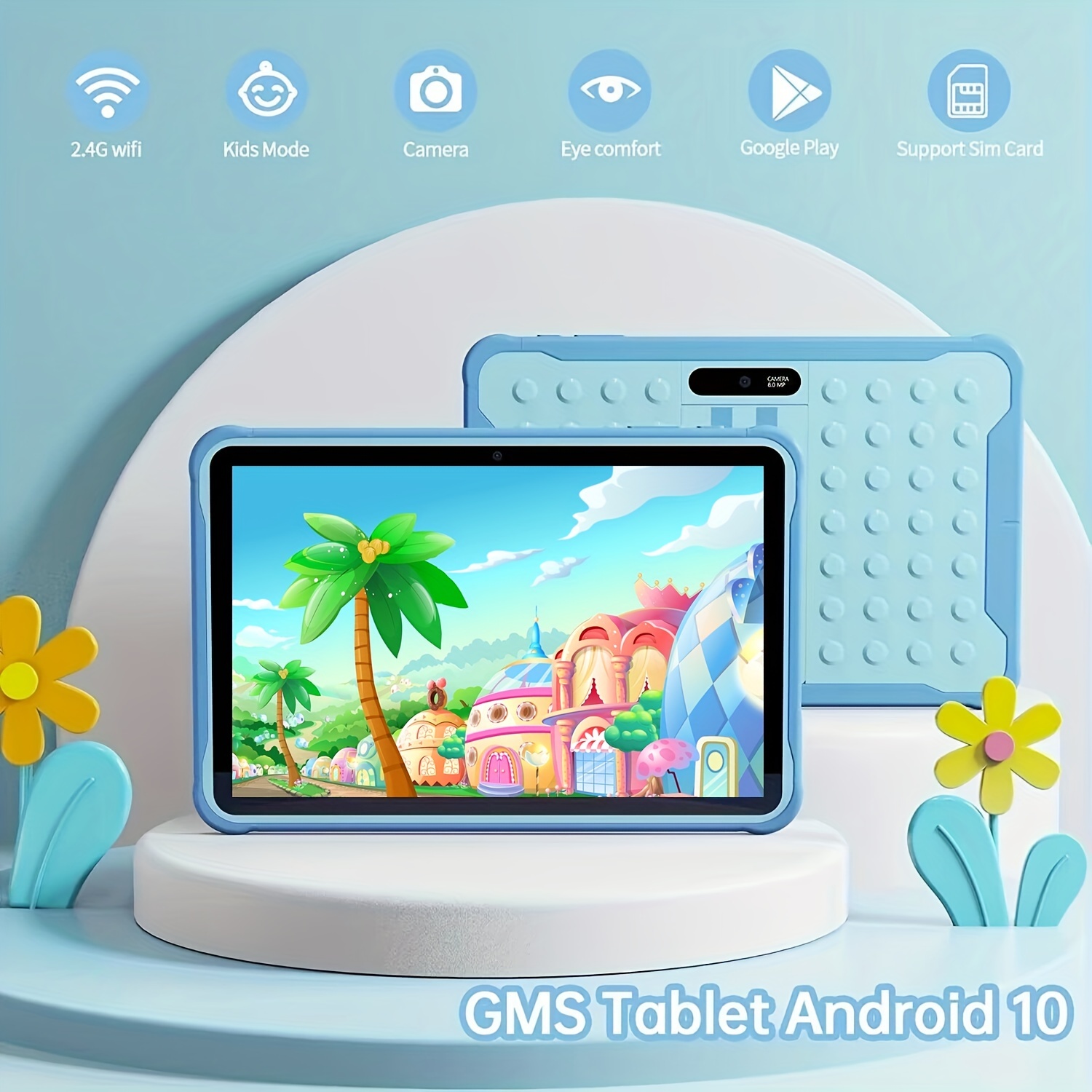 Tablet Infantil de 7 pulgadas Android Go 10 Quad Core, WiFi, con