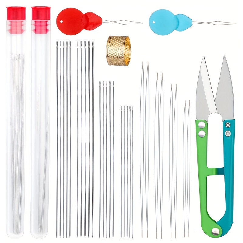 10pcs Handwork Beading Needles Kit Threaders Set Sewing Needles with  Storage Bottle DIY Jewelry Making Accessaries (12.8/10.2, 5 for each, Red  Cover) 
