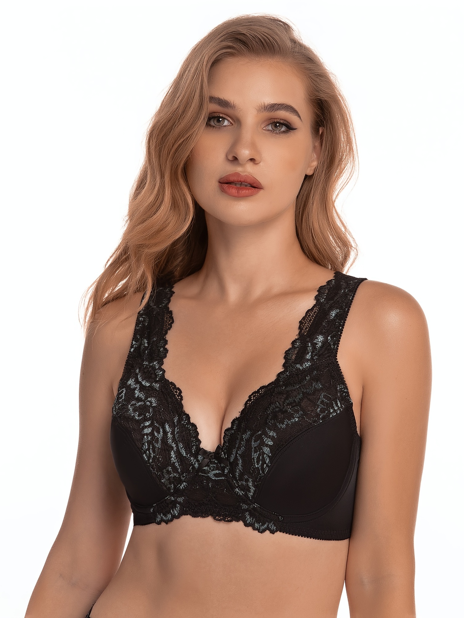 Women's Sexy Lace Panel Print Bra Comfortable Medium Stretch - Temu