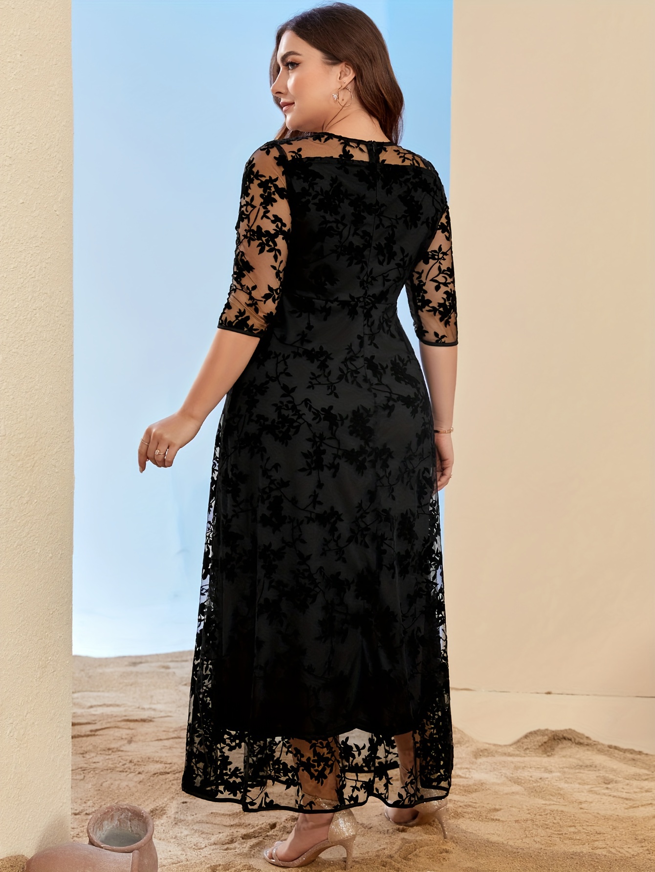 chinese dress ladies Cailin Plus Size White Lace Long Sleeve Maxi Dress White / 28