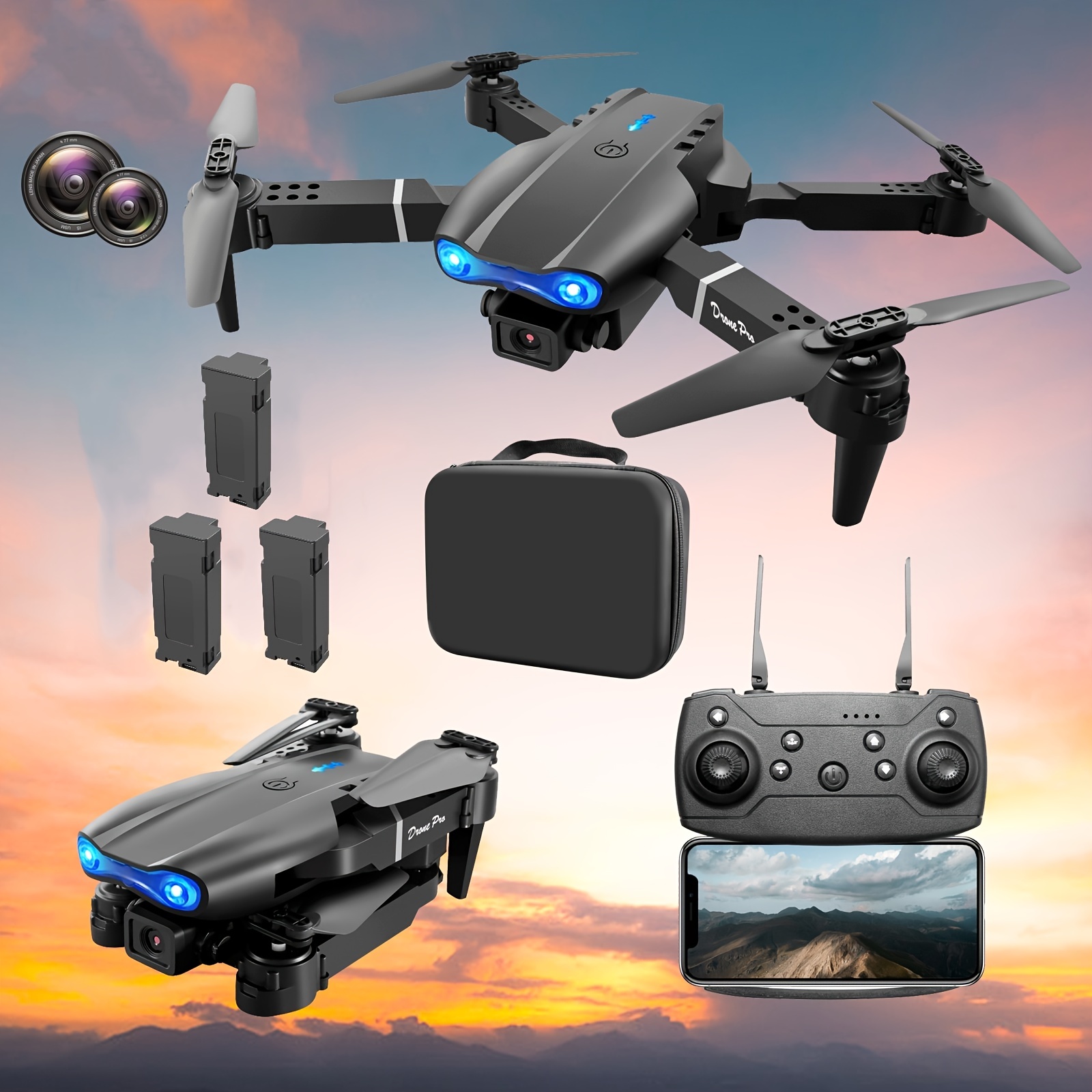 Dron con cámara dual 4k Uhd, drones para principiantes con evitación de  obstáculos, drones GPS con cámara 4k, motor sin escobillas, evitación de