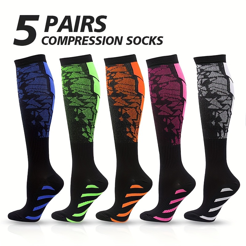 5 Pairs Knee High Socks Casual Elastic Tube Socks over the Calf Socks for  Men