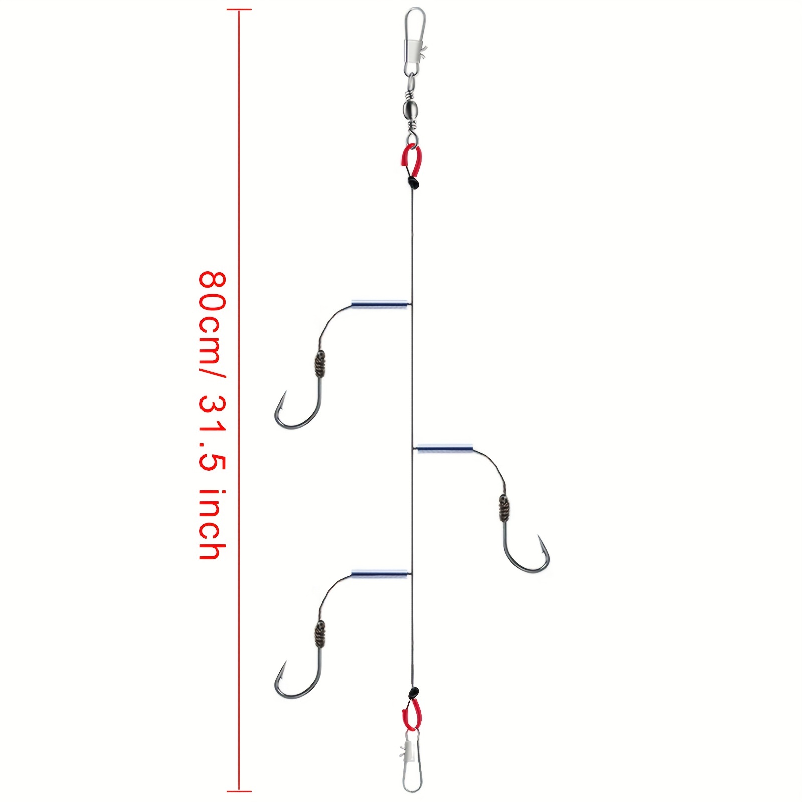 Stainless Steel String Hook Rigs 3 Fishing Hooks Wire Leader - Temu