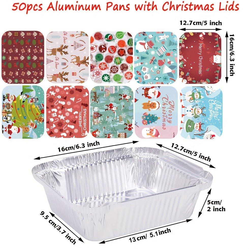 50PCS Christmas Cookie Tins with Lid, Foil Treat Containers for