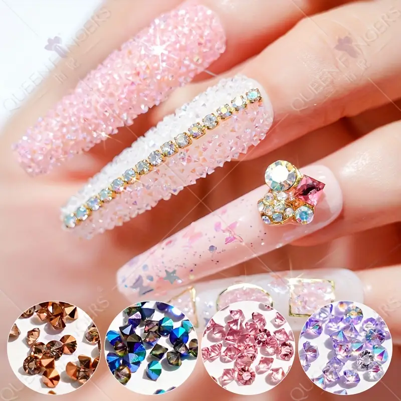 6 Colors Iridescent Micro Rhinestones And Pixie Crystals For - Temu