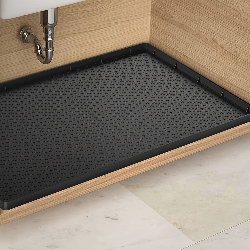Under Sink Mat, 34 X 22 Under Sink Mats For Kitchen Waterproof, Under Sink  Shelf Liner With Drain Hole, Flexible Silicone Cabinet Protector Tray For