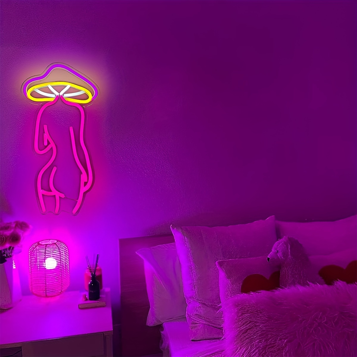 Mushroom Lady Neon Led Night Light Usb Connect Sign Man Cave - Temu