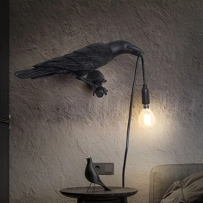 1pc Gothic Raven Lamp Wall Sconce Lighting Vintage Resin Bird Table Lamps Creative Night Light With Plug In Cord For Wall Decor And Living Room Bedroom Bedside Lamp