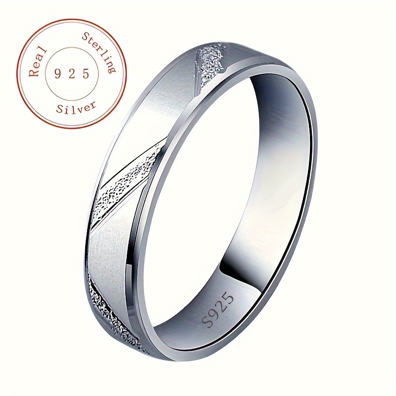 Mens Silver Wedding Band Ring - Temu