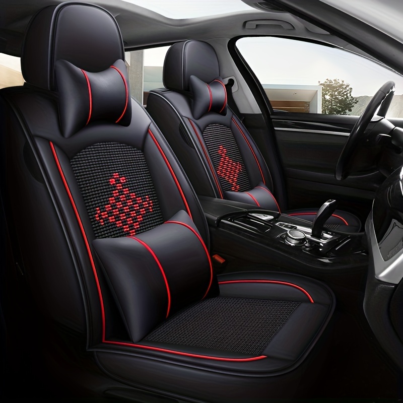 Car Seat Cover Breathable Mesh Pu Leather Seasons Universal - Temu