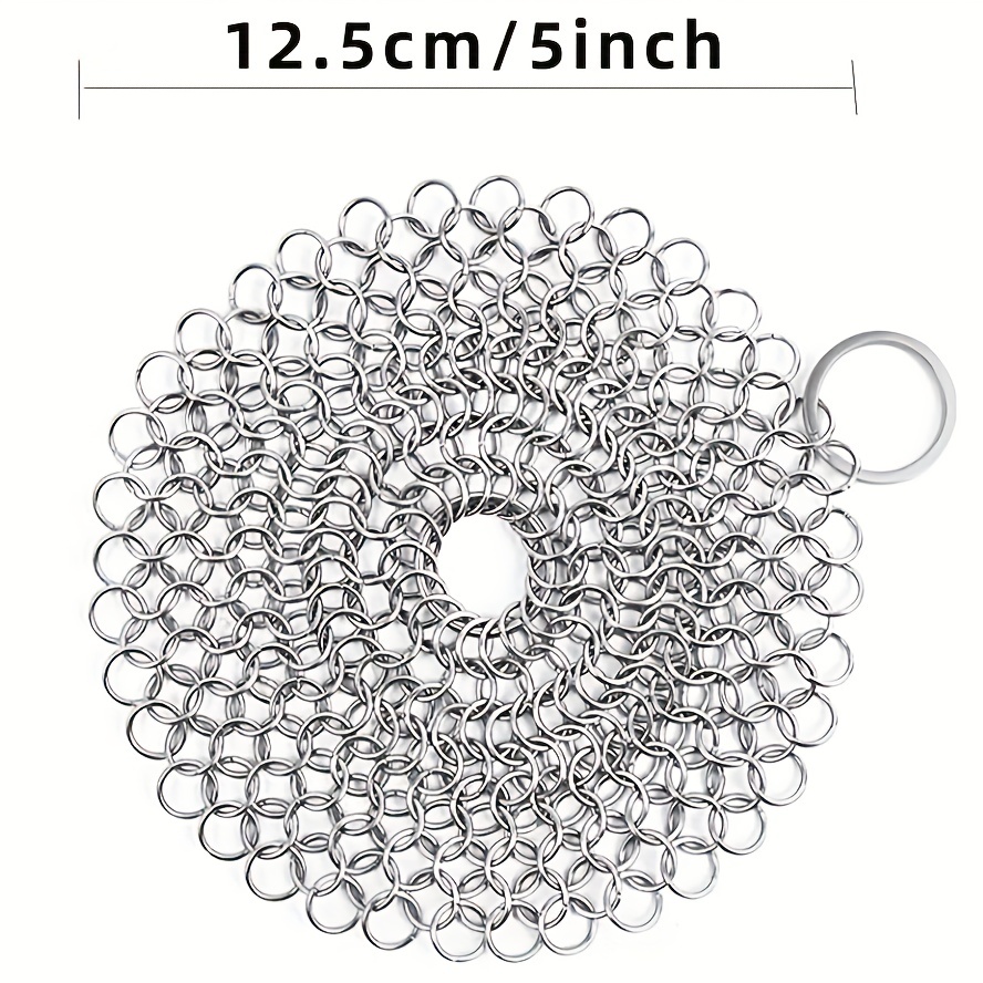 Cast Iron Chainmail Scrubber + Pan Scraper Stainless Steel - Temu