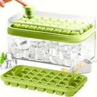 2 packs ice cube tray with lid and bin ice cube trays for freezer 64 cavity ice cube mold ice cube trays easy release silicone flexible trays with removable lid food grade ice tray for whiskey cocktail spirits drinks green