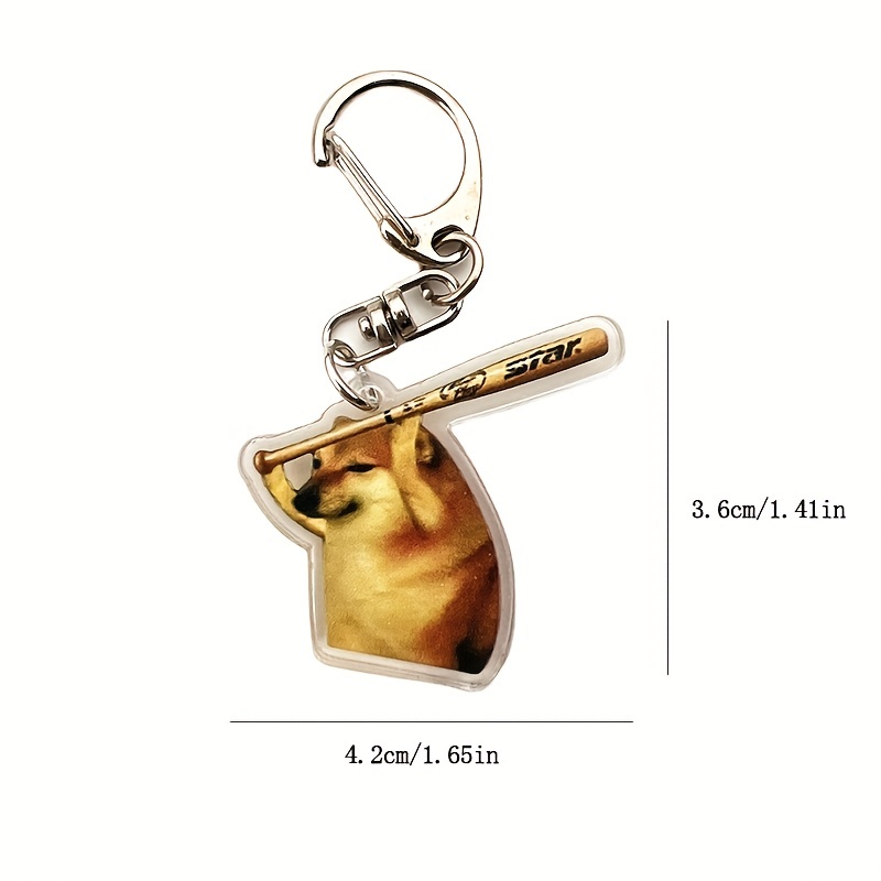 1pc Spoof Creative Cute Cheems Pet Keychain Funny Shiba Inu Confused Dog Pendant Car Car Fan Key Chain Small Gift,Bag Accessories,Temu