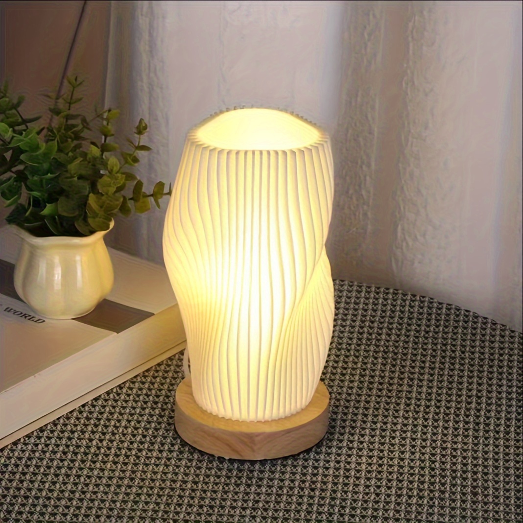 Luci Notturna Pecora, Lampada da Comodino LED in Rattan, Lampada