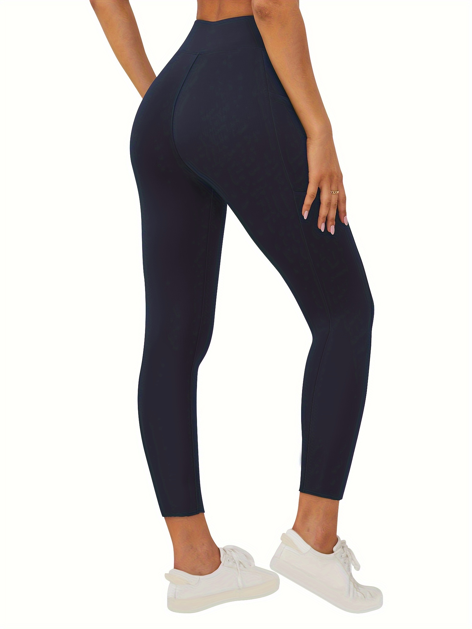 Fleece Liner Cropped Yoga Pants High Waist Wide Side Pockets - Temu