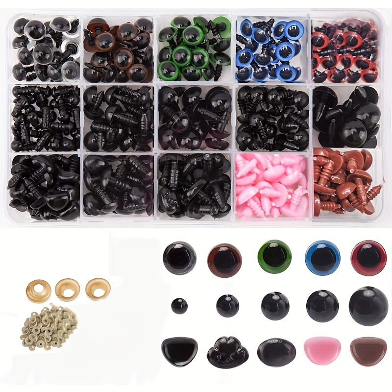  QUEFE 180pcs Large Safety Eyes and Noses for Amigurumi, 16-30mm  Plastic Black Eyes with Washers for Crochet Animals, Puppet, Stuffed Animal  and Teddy Bear