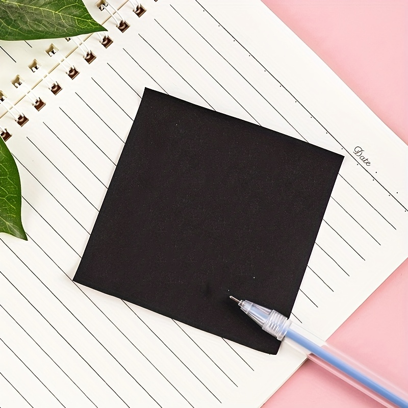 Simple Black Sticky Notes Student Portable Mini Black Memo - Temu