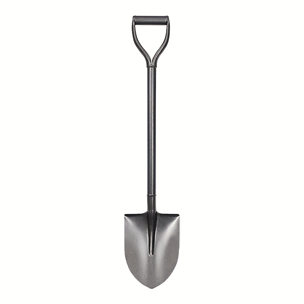 TEMU 1pc Steel Garden Shovel, Heavy Duty Square/ Round Head Shovel Garden Tool With D-handle, Outdoor Snow Shovel