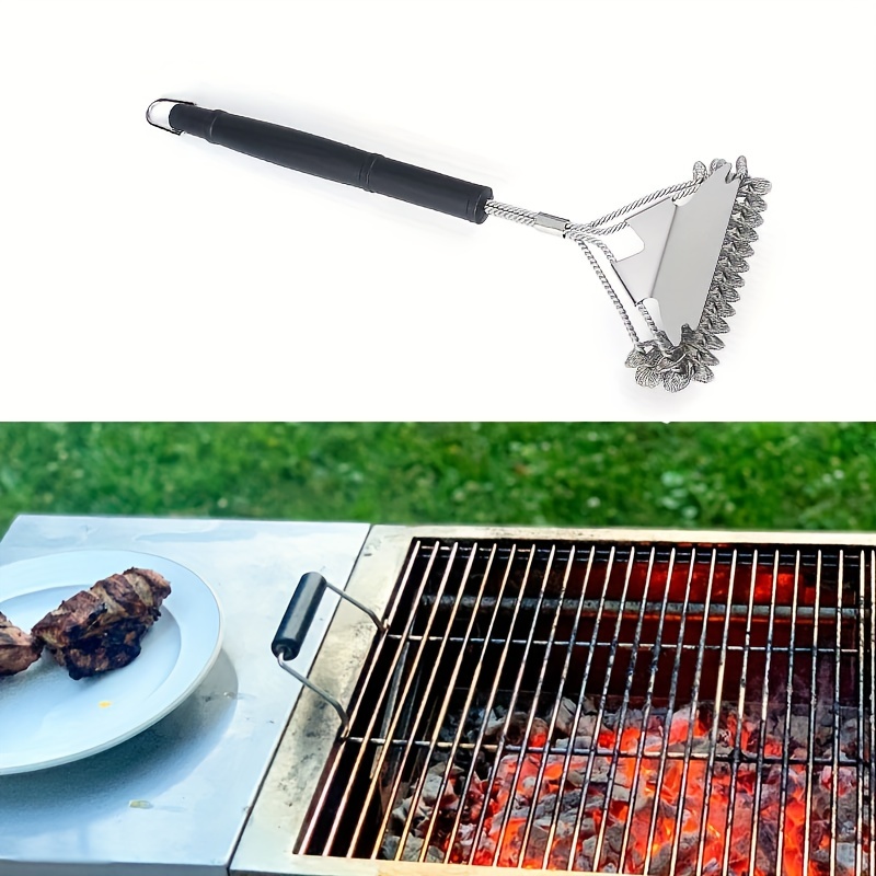 BBQ Grill Cleaning Brush, 18In Long Heavy Duty 3 Rows Stainless Steel  Barbecue Cleaner Brush with Scraper Accessories for BBQ Grill Tools  Including