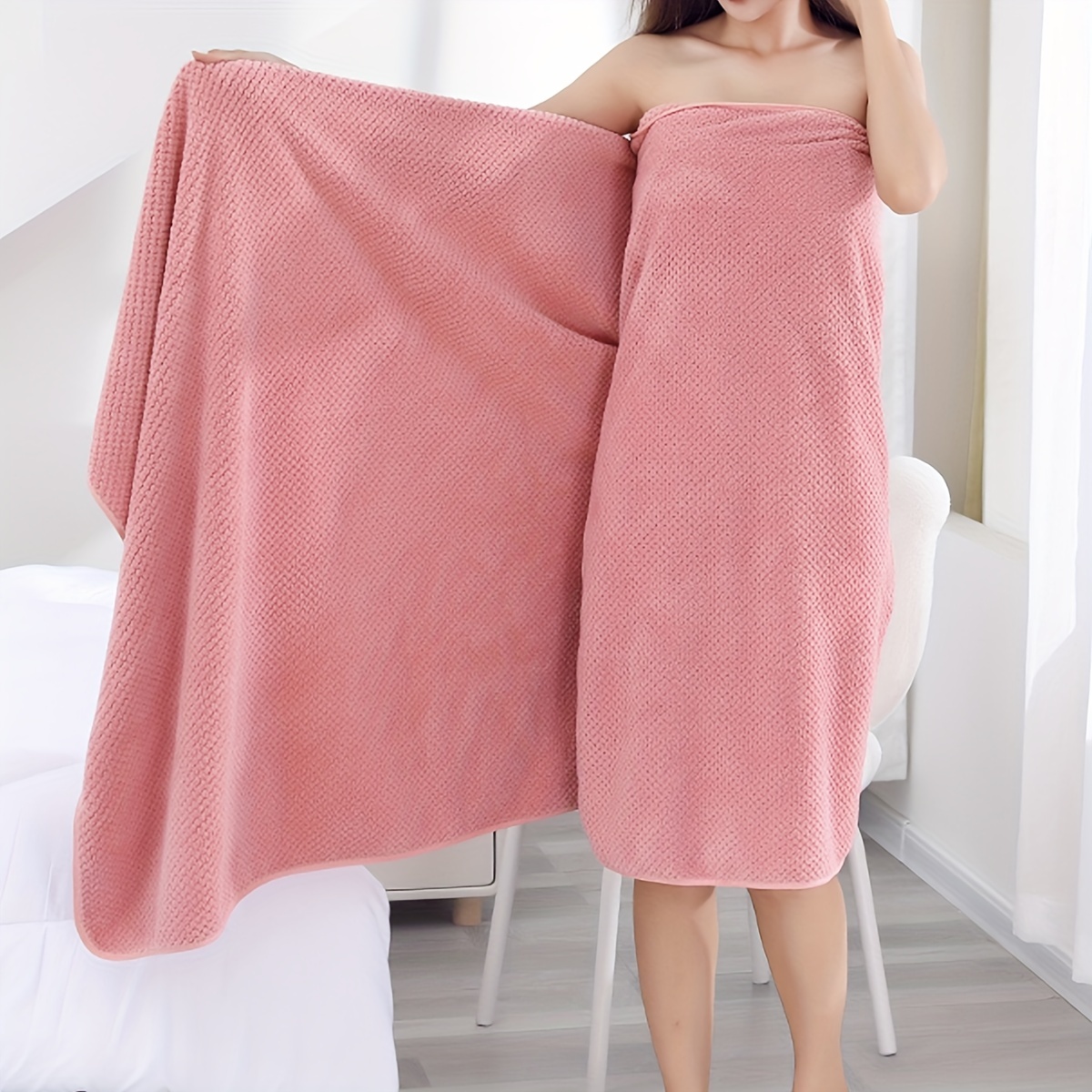 Bath Sheet Solid Color Oversized Bath Towel Soft Skin - Temu