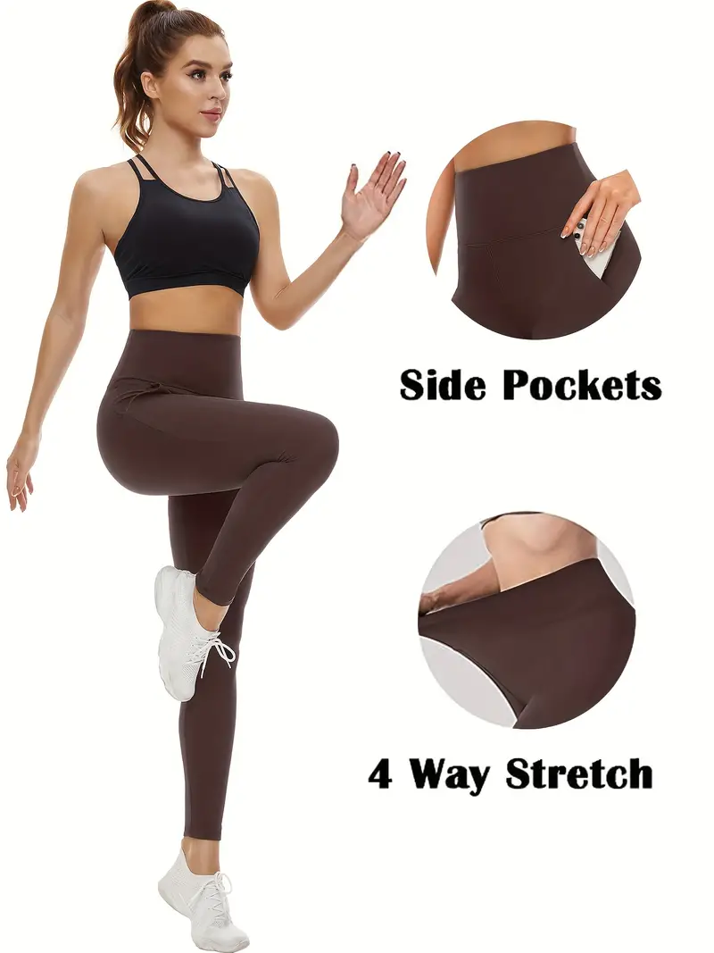 Leggings Pockets Women High Waisted Tummy Control Workout - Temu