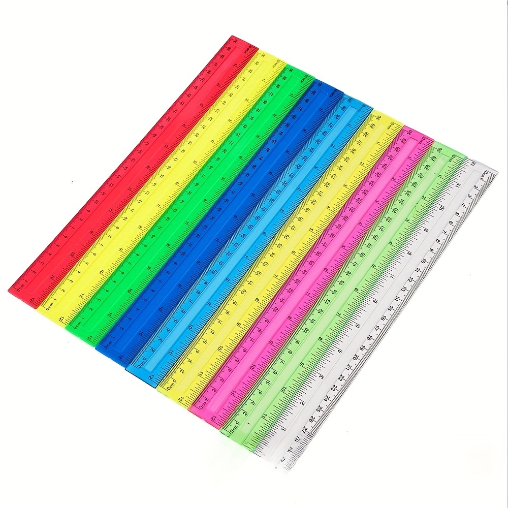 12 Jewel Colored Ruler, Standard/Metric, Plastic