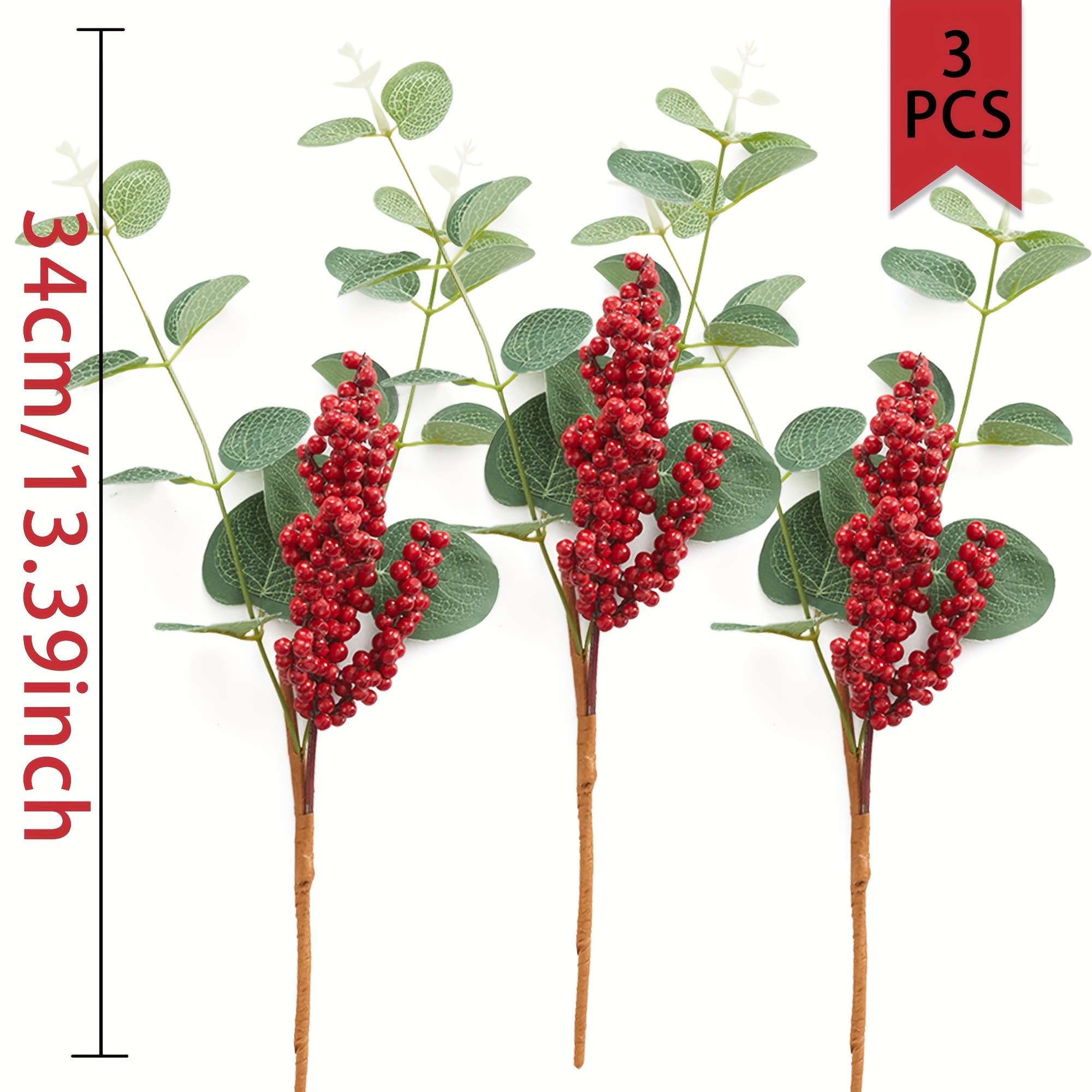 Artificial Red Berry Stems Holly Christmas Berries Stock Photo
