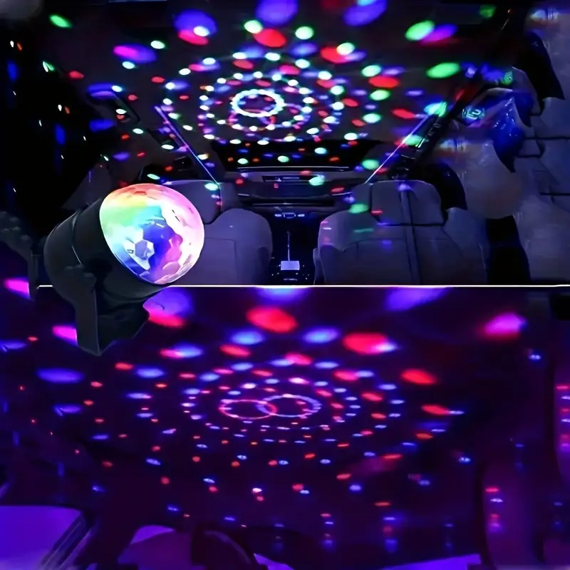 1pc Disco Party Atmosphere Projection Light, 360° Rotation Disco Ball  Light, 7 Colors RGB Light Music Sensor Light, For Birthday, Christmas,  Bedroom