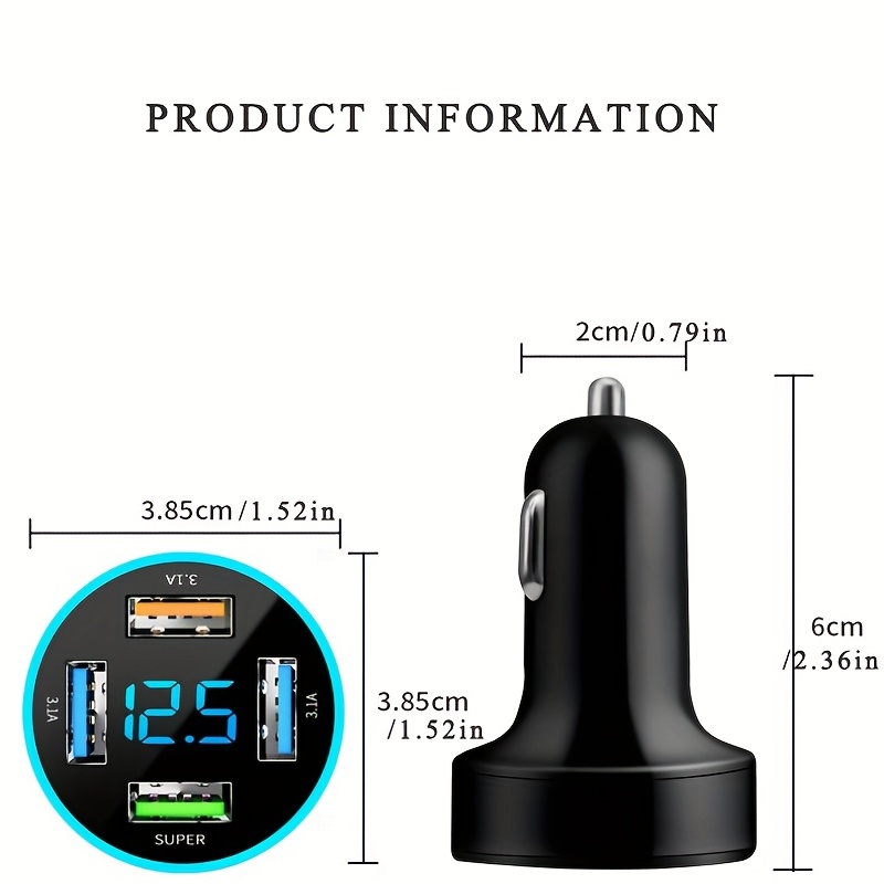 Car Charger Fast Charge,66W SCP/QC3.0 Cell Phone Charger,Cigarette