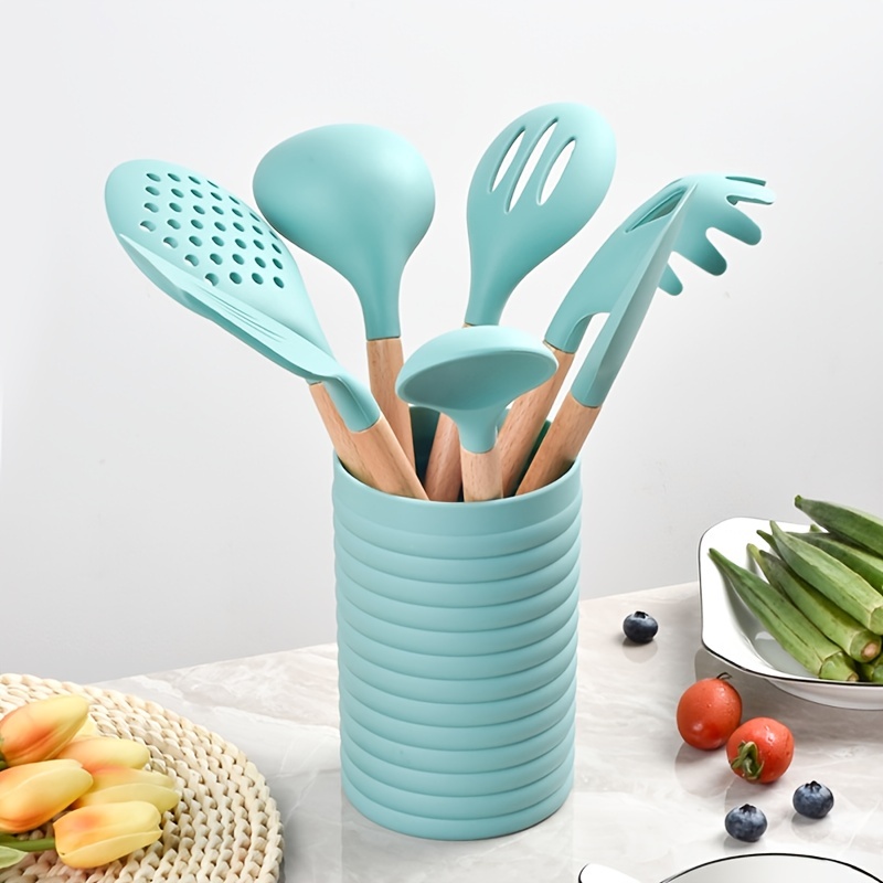 Silicone Cooking Utensils Set with Wood Handle Heat Resistant Kitchen  Utensil Gadgets Nonstick Kitchen Cooking Accessories