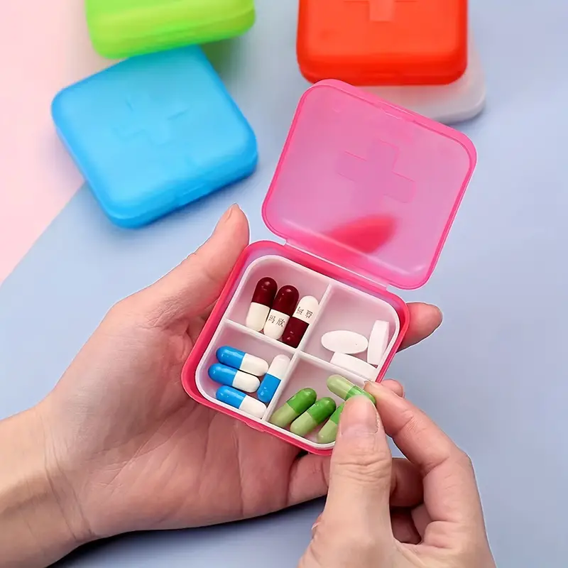 Mini pilulier rond imprimé ciel de feu d'artifice - Petite boîte à