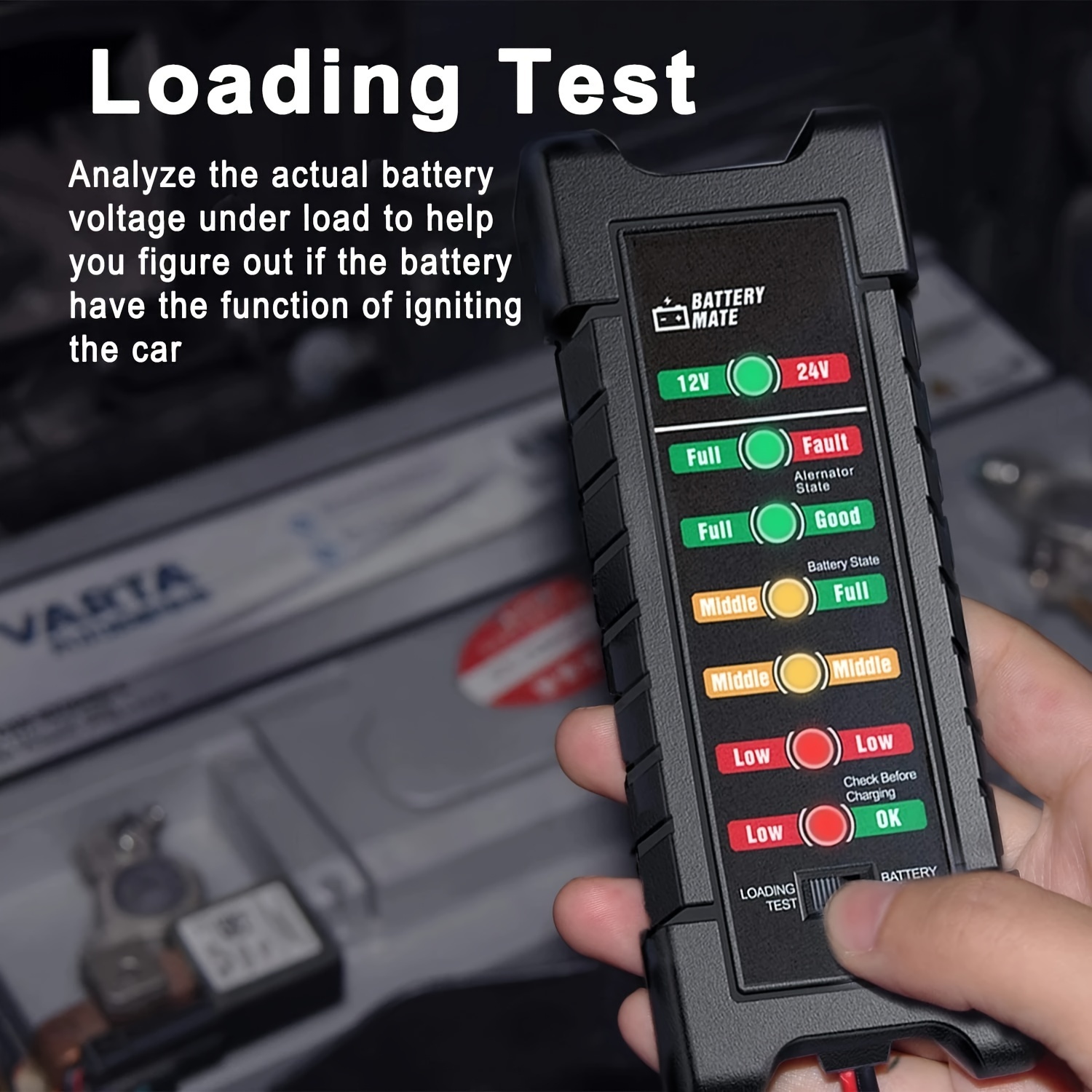 DOBO Tester per batteria 12 V e dinamo alternatore con LED di indic