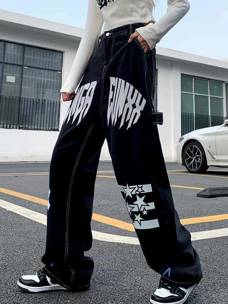 Women High Waist Casual Pants Cool Cargo Pants Streetwear Loose Girls Punk  : : Clothing, Shoes & Accessories