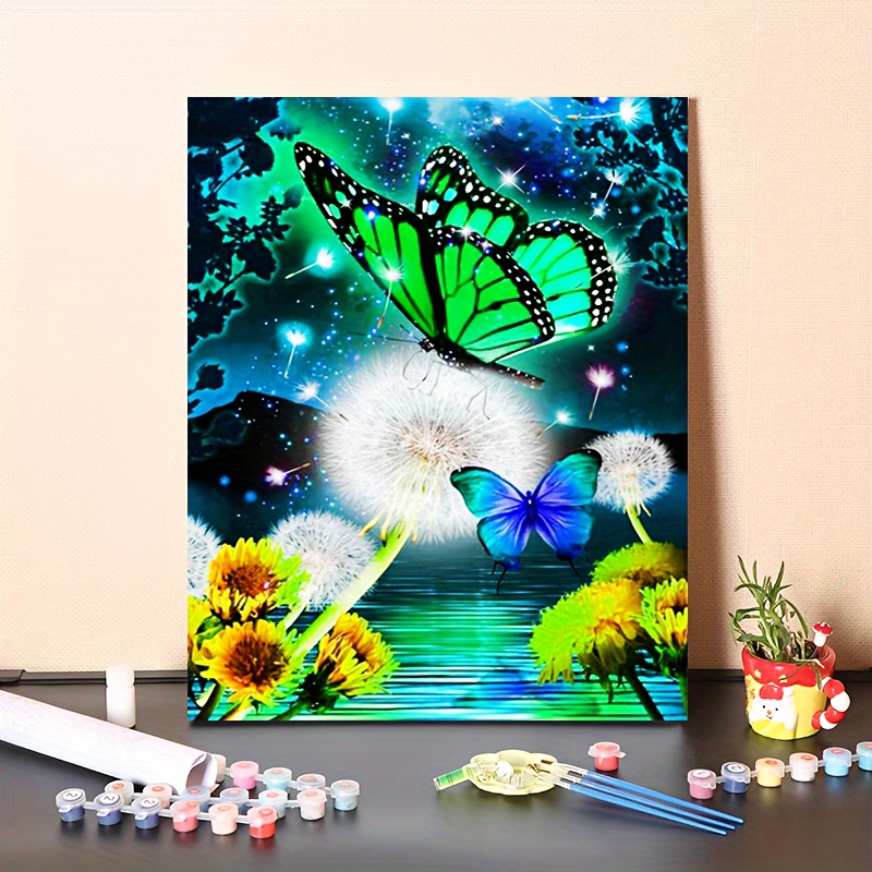 DIY Paint by Numbers Kit for Adults - Flowers and Butterflies