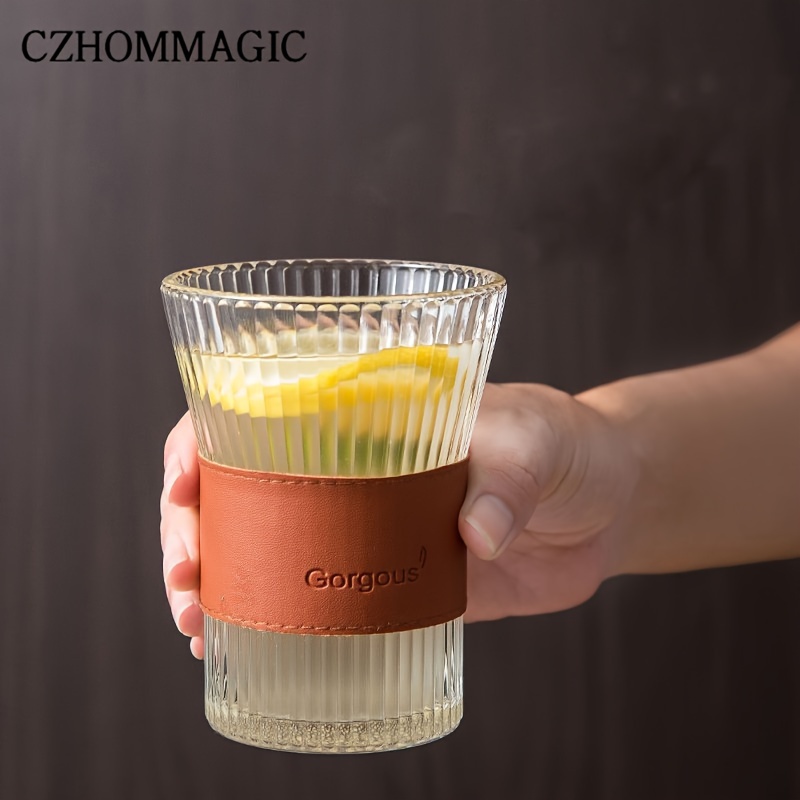 1pc Open Mouth Transparent Glass Coffee Cup Or Cold Drink Cup Or Water Cup,  Simple Bubble Cup