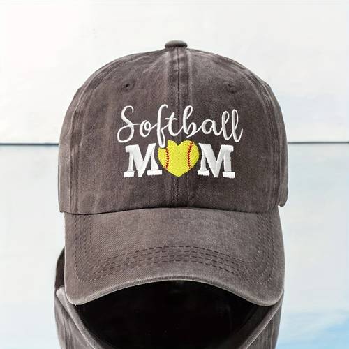 softball mom embroidery baseball cap washed distressed solid color dad hats lightweight outdoor sports sun hat for women