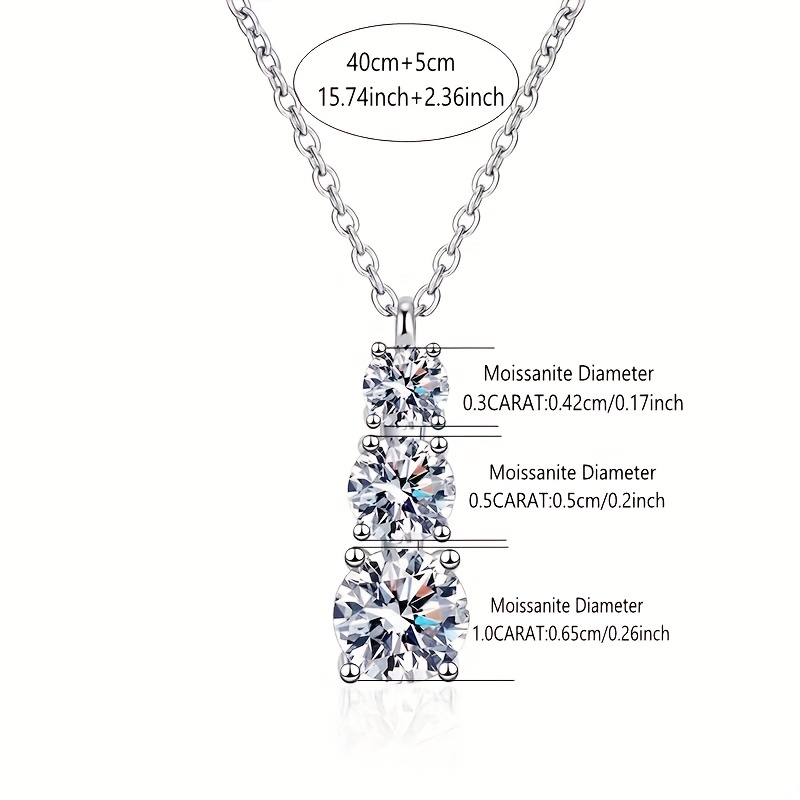 1.8-Carat 925 Sterling Silver Pendant Necklace