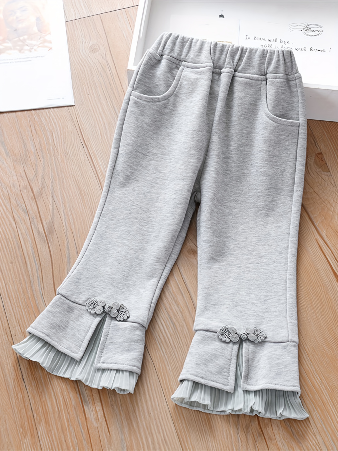 Soft Cute Flared Pants Toddler Girls Stitching Hem Bow - Temu