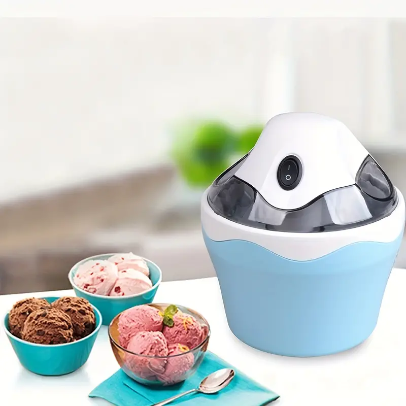 0.5 Qt Automatic Homemade Electric Ice Cream Maker, Ingredient Chute,  On/off Switch Easy Control, Transparent Window, Blue Ideal Single Ice Cream  Machine, Makes Cool Taste In Between 10 To 15 Minutes - Temu