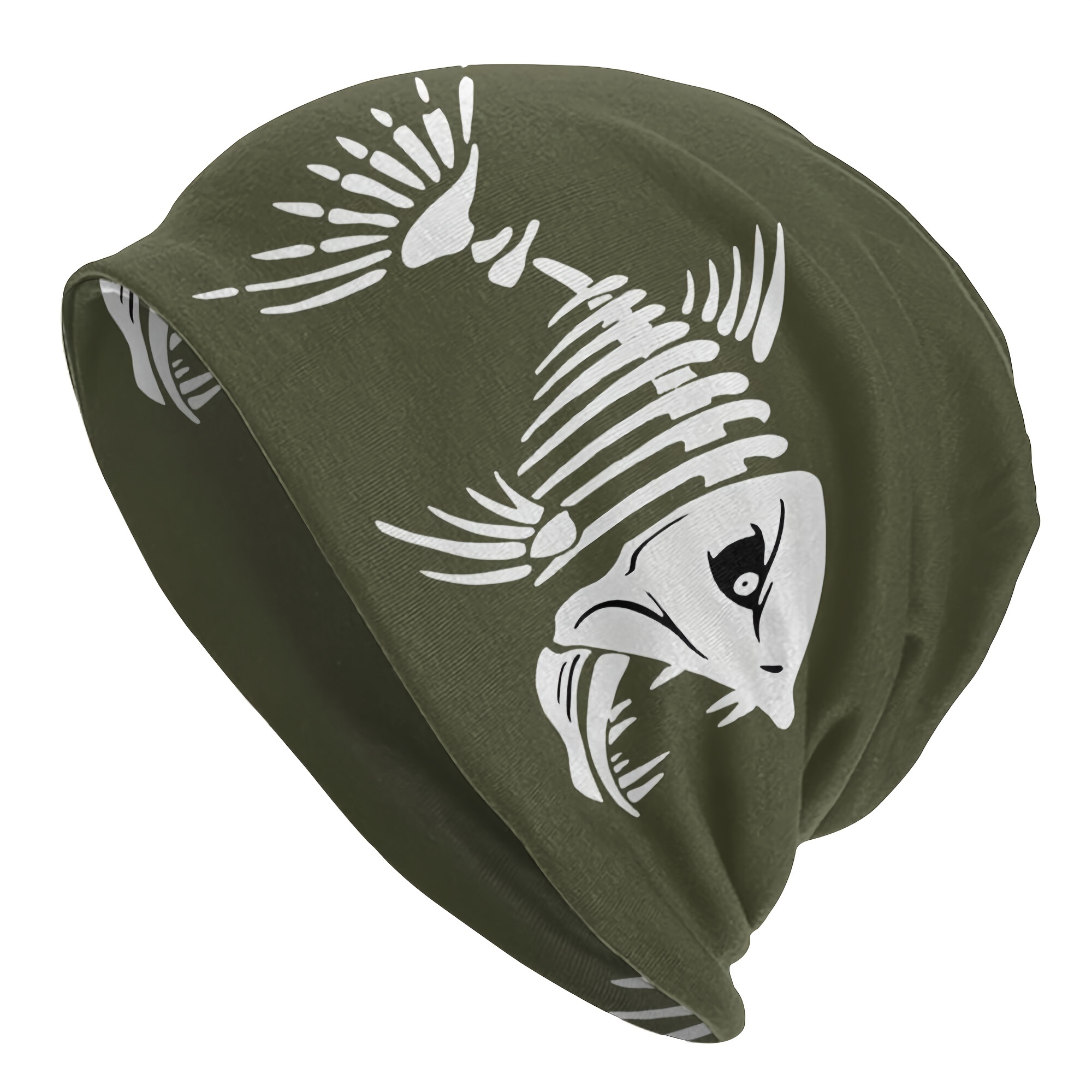 1pc Pike Hunter Fish Bone Thin Skullies Beanies Outdoor Warm Hat For Men,  Ideal choice for Gifts