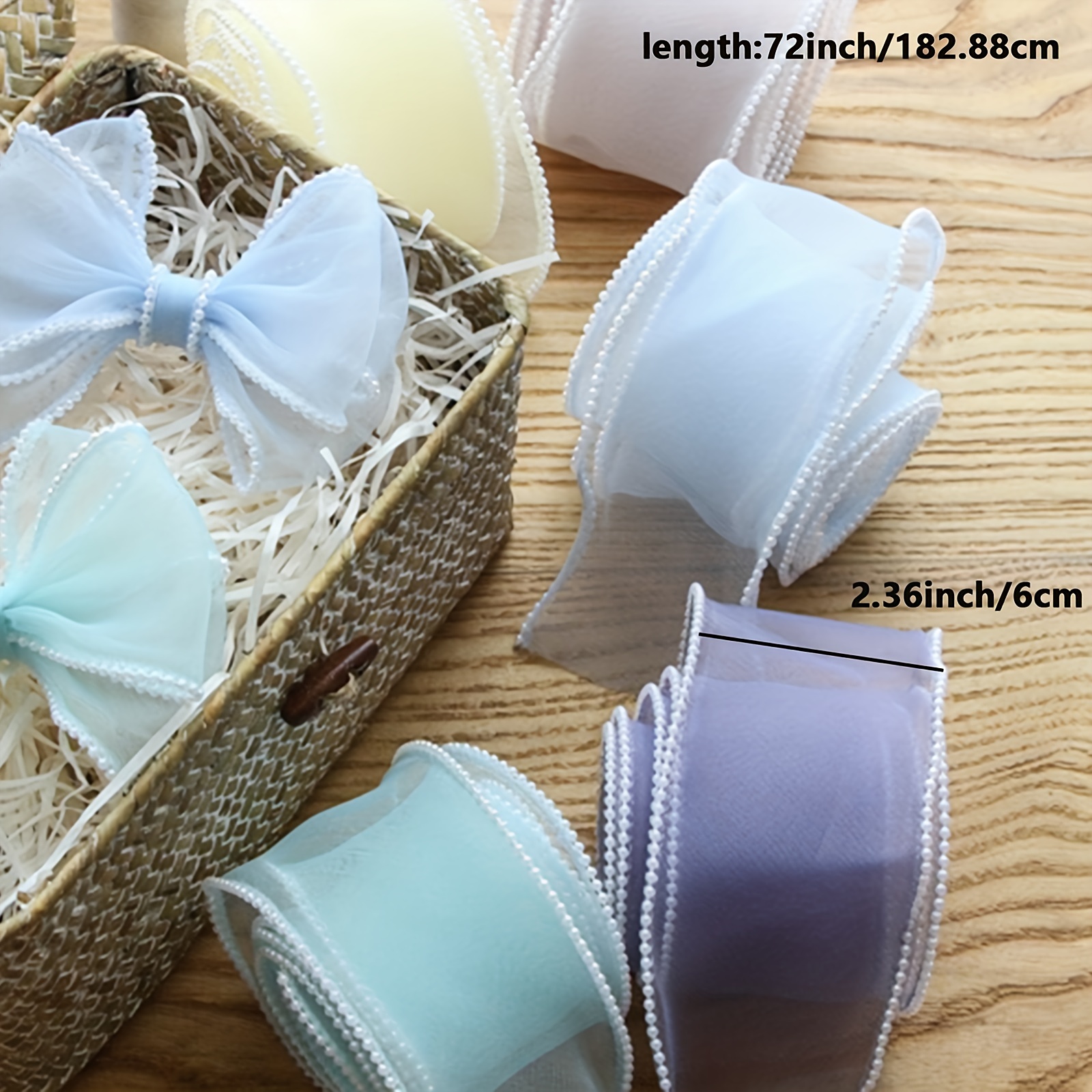 2m 40mm 50mm Vintage French Embossed Flower Ribbon Pearl Edge Bow Ribbons  For Hair Clips Diy Handmade Material