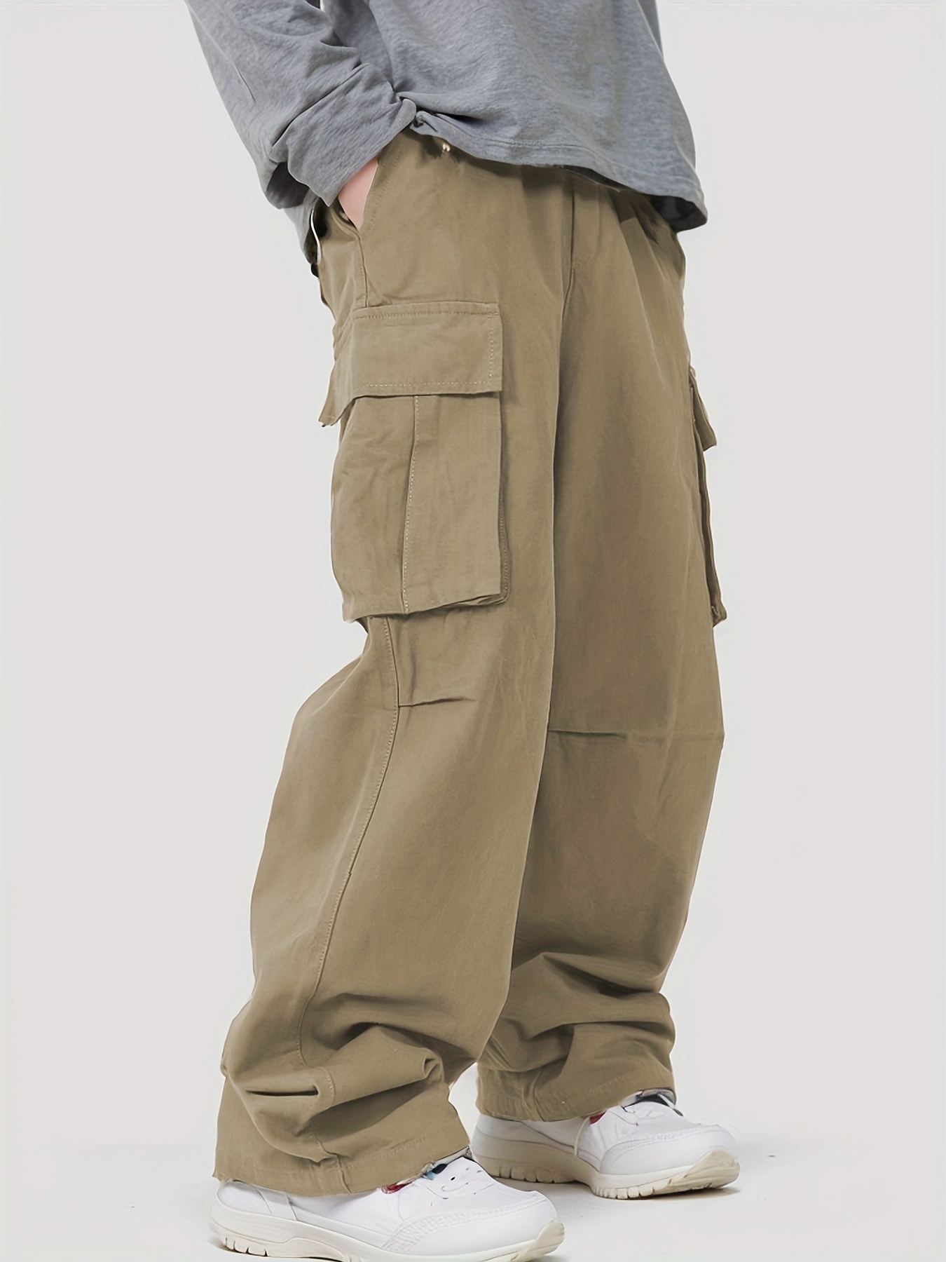 Pocket Pantalones Carga Rectos Hombres Pantalones Casuales - Temu